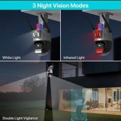Telecamera iCSee 6MP WiFi PTZ Doppio Obiettivo AI e Visione Notturna