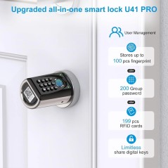 Serrure cylindrique intelligente Bluetooth Welock U41 PRO avec empreinte digitale et mot de passe