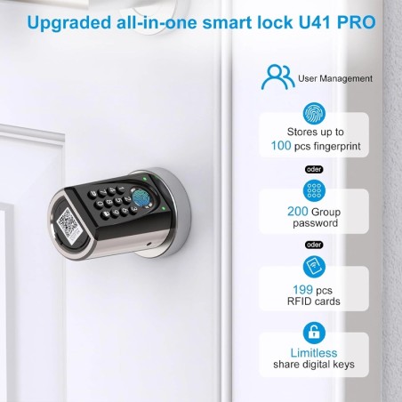 Welock U41 PRO Intelligentes Bluetooth-Zylinderschloss mit Fingerabdruck- und Passwortschutz