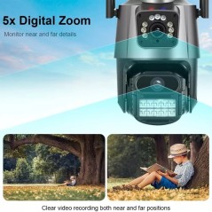 iCSee 6MP WiFi PTZ Camera with Dual Lens, AI, and Night Vision