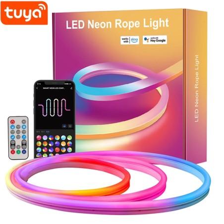 Striscia LED Neon Smart WiFi Tuya RGBIC | Controllo Alexa Google