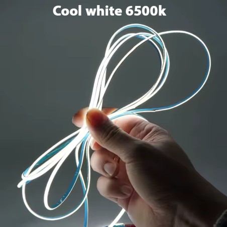 Bande LED COB blanche ultra-mince 3 mm, 480 LED par mètre, 12 V CC, 5 mètres