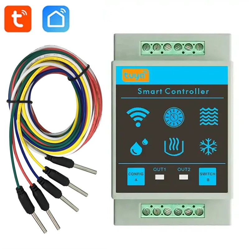 Tuya Smart WiFi Water Level Controller with Dual Relay Output and 5 Probes