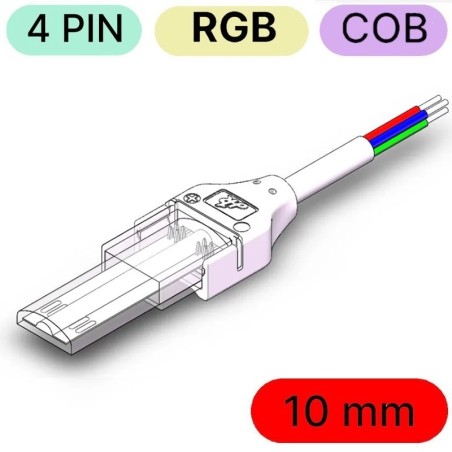 Connecteur étanche à 4 broches pour bande LED COB RGB vers alimentation