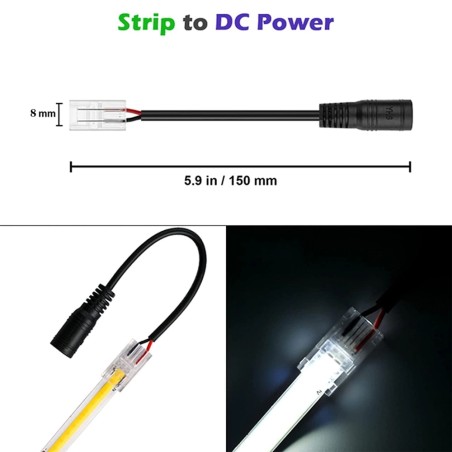 Connettore Jack DC Femmina per Strisce Led COB e SMD Monocolore a 2 Pin