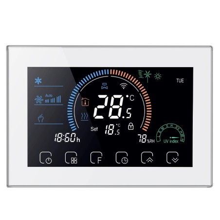 Thermostat intelligent WiFi Beca BAC-8000MLWE-FAN avec sonde, contrôle du ventilateur 0-10 V et vanne motorisée