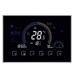 Termostato inteligente WiFi Beca BAC-8000MLWE-FAN con sonda, control de ventilador de 0-10 V y válvula motorizada.