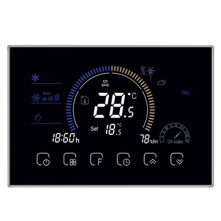 Beca BAC-8000MLWE-FAN Smart WiFi Thermostat with Probe, 0-10V Fan Control, and Motorized Valve