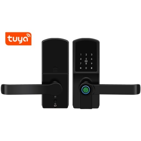 Serrure connectée Tuya Bluetooth avec poignée, reconnaissance d'empreintes digitales et clavier