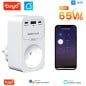 Tuya 16A WiFi Smart Socket with 65W GaN Fast Charger, USB and Type-C Ports