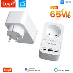 Tuya 16A WLAN-Smart-Steckdose mit 65W GaN-Schnellladegerät, USB- und Typ-C-Anschlüssen