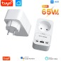 Tuya 16A WLAN-Smart-Steckdose mit 65W GaN-Schnellladegerät, USB- und Typ-C-Anschlüssen