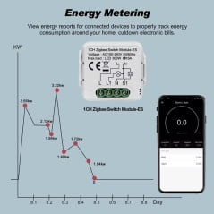 Interrupteur Intelligent Zigbee Tuya Encastré avec Mesure d'Énergie