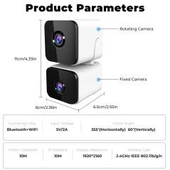Cámara Inteligente WiFi 2K Tuya 4MP Doble Lente, AI, Alexa