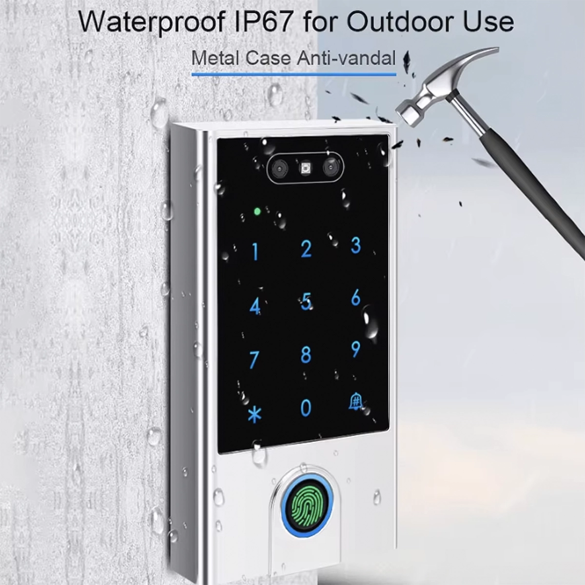 Tuya V5 Series Waterproof IP67 Metal Body Vandal-Proof Access Control in Rain