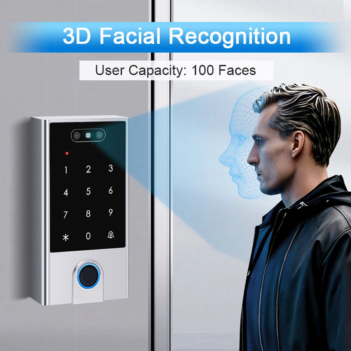 3D facial recognition on the fingerprint version: a person opens the door by looking at the camera