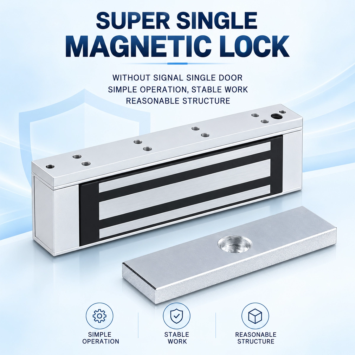 Aluminum single door electromagnet with galvanized sealing plate, simple and stable operation