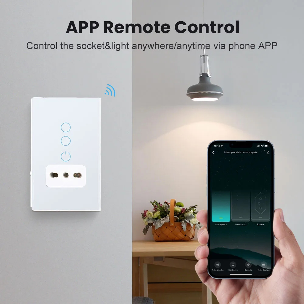 Tuya Smart WiFi Wandlichtschalter mit italienischer Steckdose