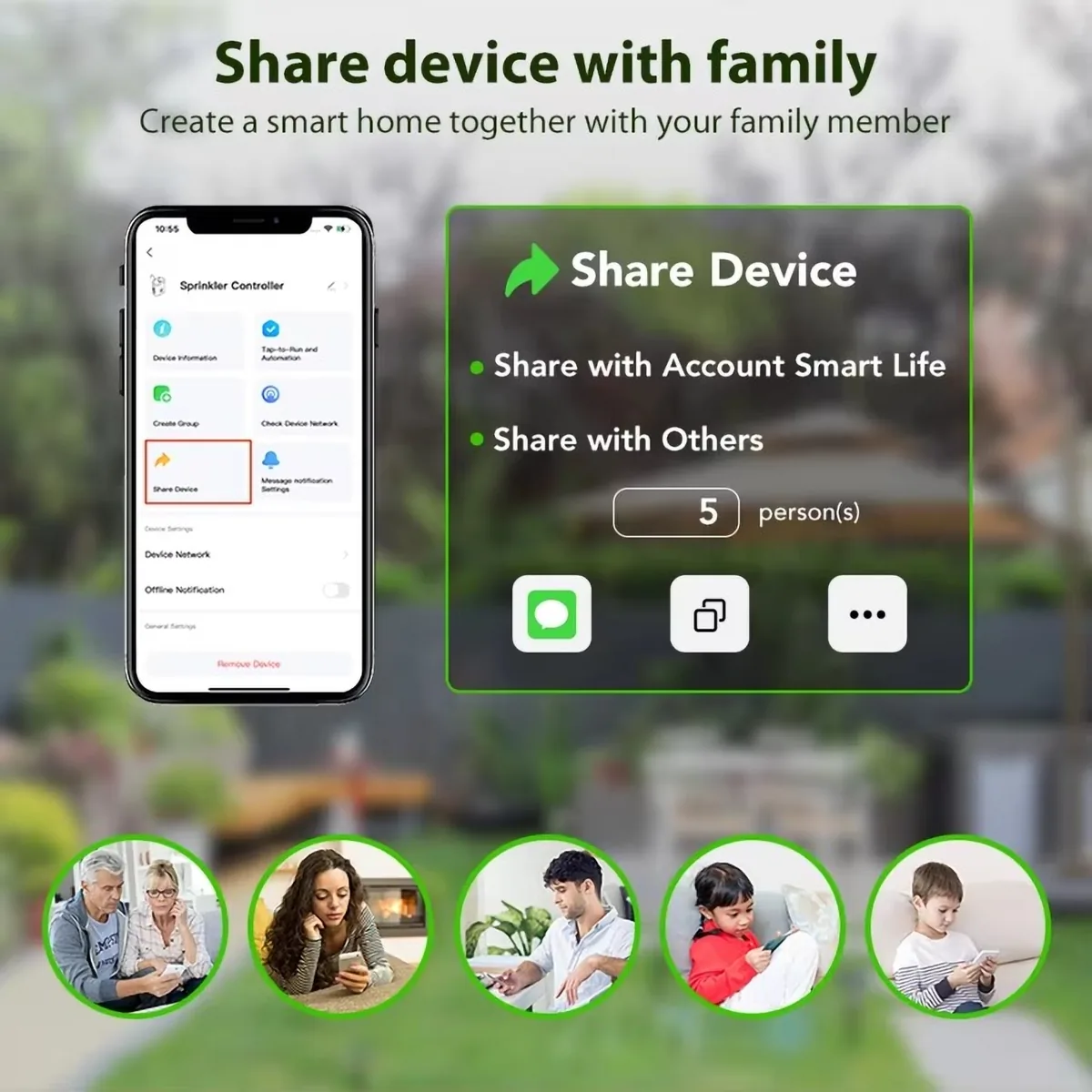 Condivisione della centralina irrigazione con i familiari dall'app Smart Life, ognuno dal proprio telefono