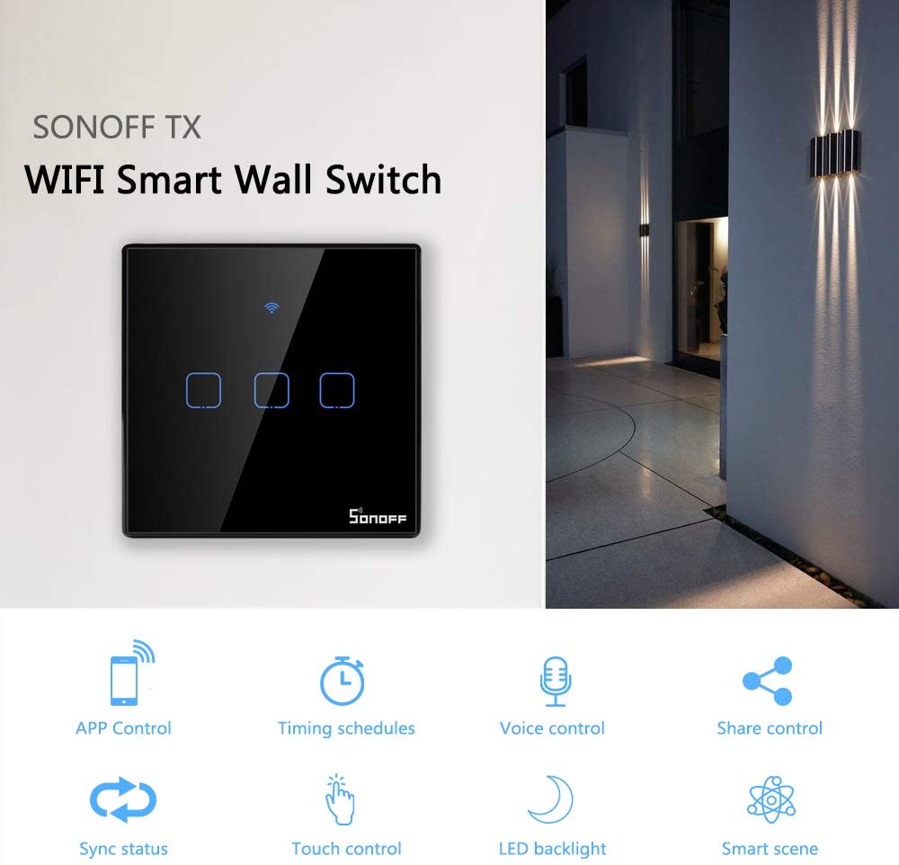 Sonoff Smart Home Wall Light Touch Wireless Controller Switch WIFI LED Lamp B2AM 