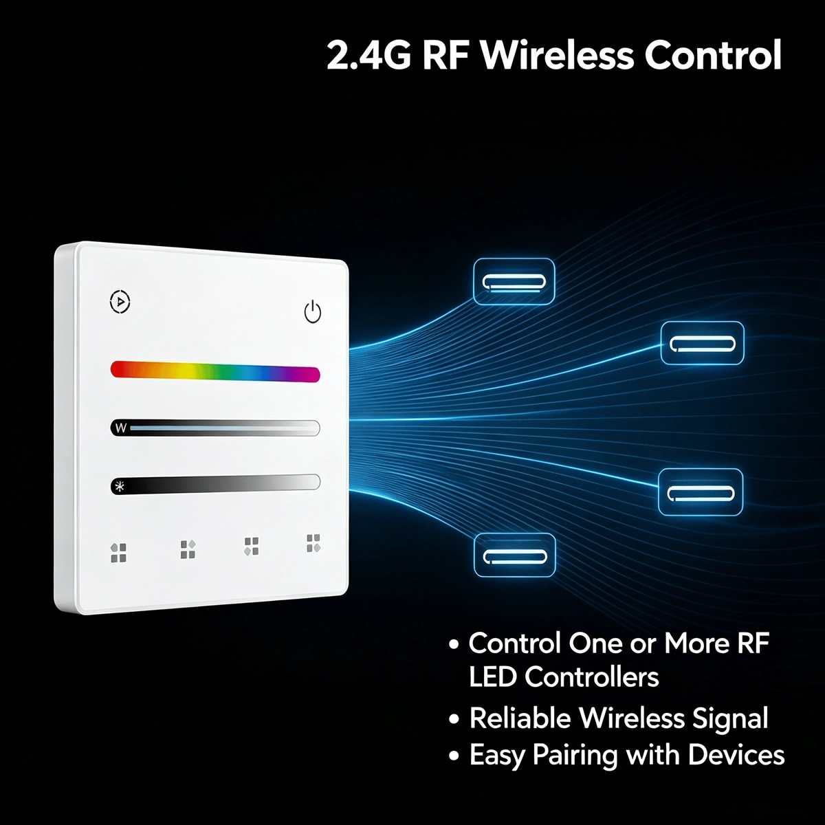 2.4G RF touch panel that radio controls multiple LED controllers: stable signal and quick pairing