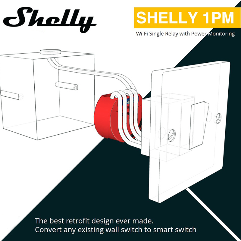 Shelly 1PM Plus Smart Switch WiFi con misurazione di potenza e consumi