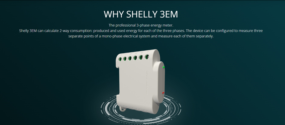 Shelly 3EM misuratore consumi produzione fotovoltaica WiFi domotica