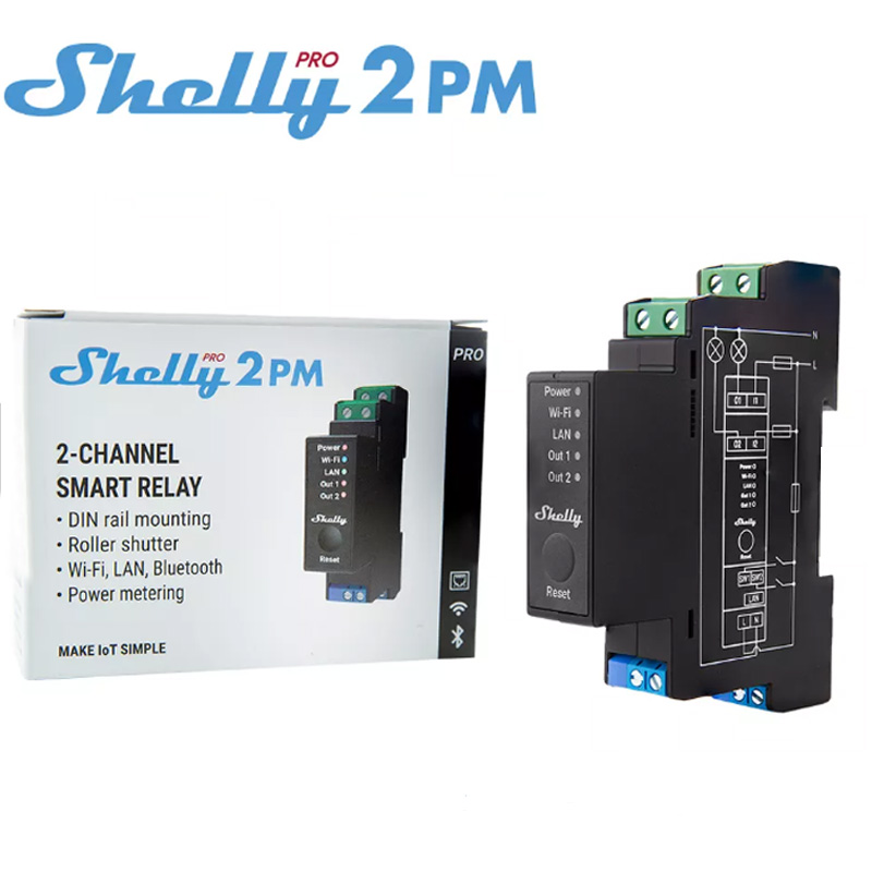 Shelly Plus 2PM Interruttore Wi-Fi a due canali per tapparelle