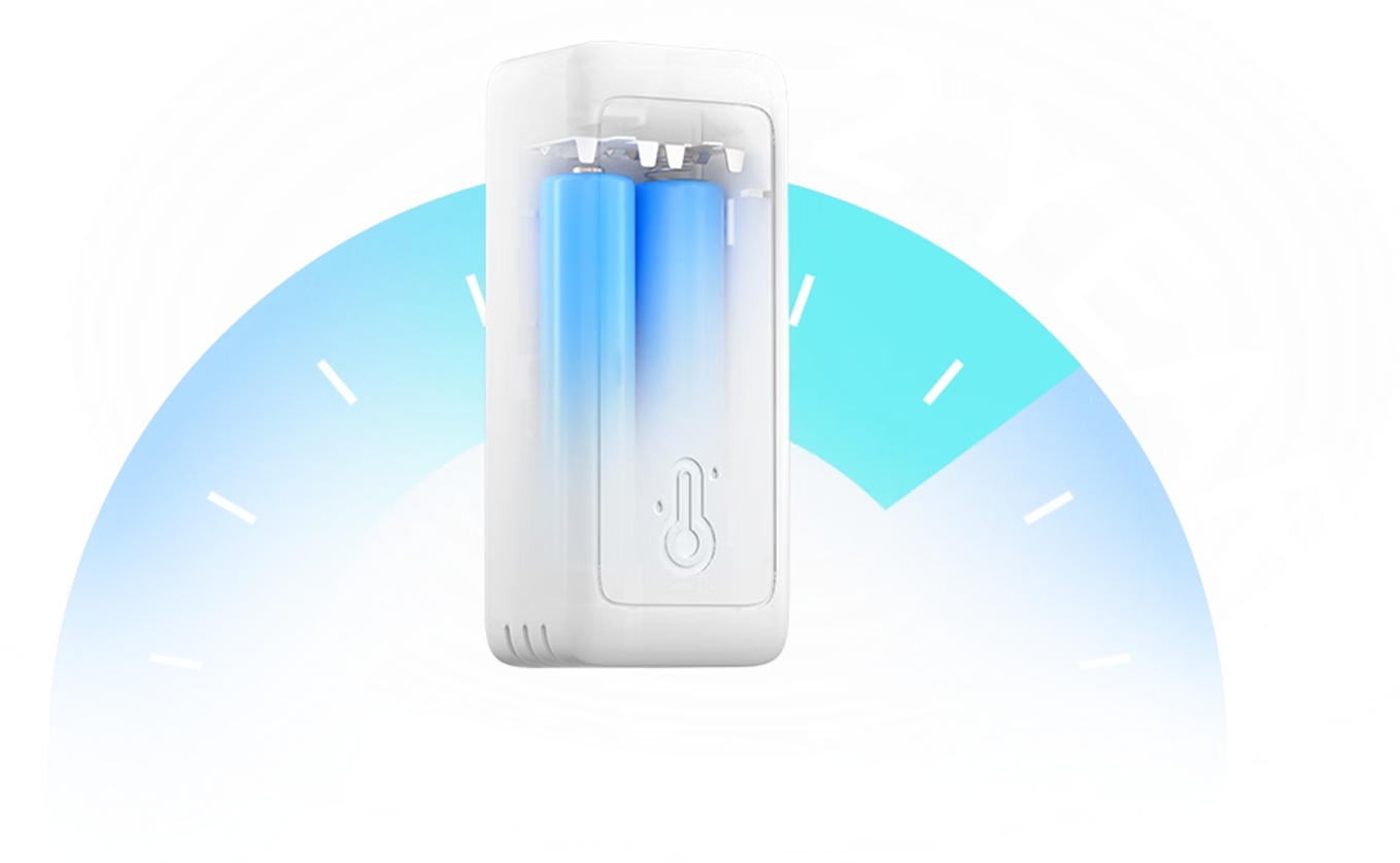 Two standard AAA batteries power the SNZB-02B for up to two years without recharging.