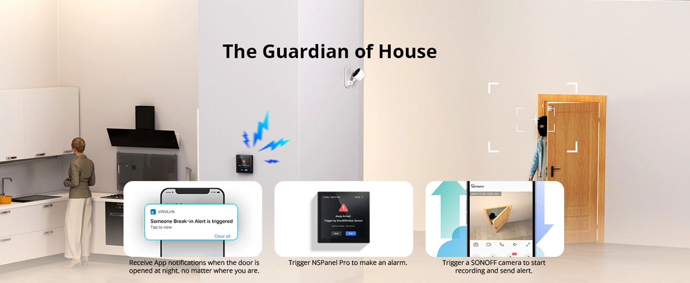 SNZB-04PR1 Home Guardian Sensor: Notification on your phone, alarm from NSPanel Pro and Sonoff camera recording