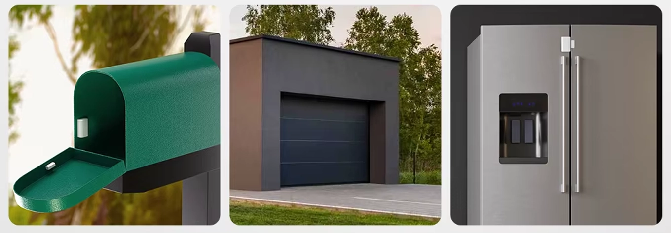 Three uses of the Zigbee SNZB-04PR1 door window sensor: mailbox, garage door and refrigerator