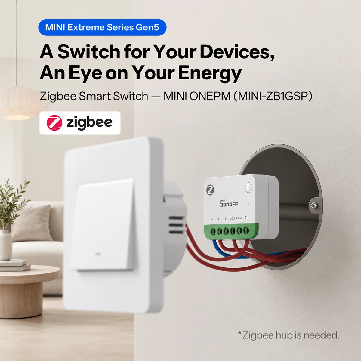 Sonoff MINI-ZB1GSP MINI ONE PM: the Zigbee switch that can be installed behind the wall switch, with consumption measurement