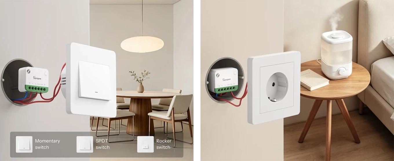 The MINI-ZB1GSP in the flush-mounted box: recommended depth of 60 mm behind the socket