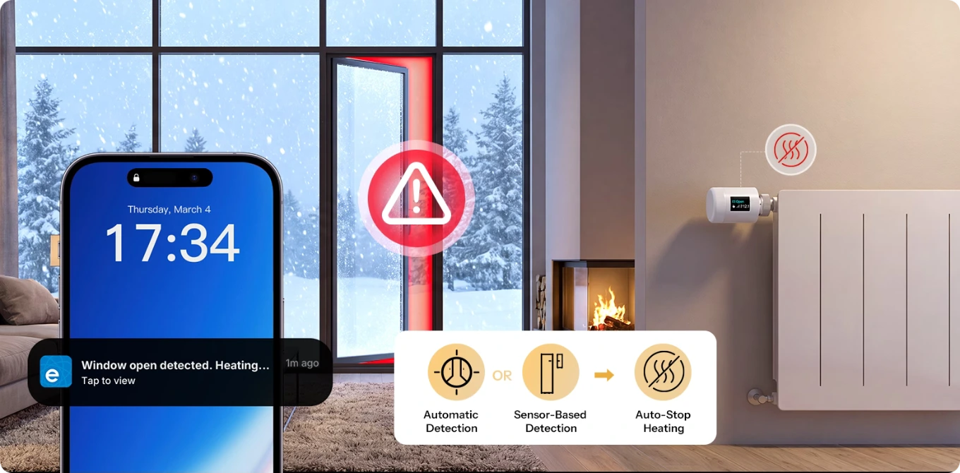 TRV-ZBT double open window detection: temperature drop and Zigbee window door sensor