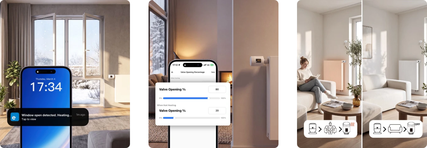 Sonoff TRV-ZBT: Open window detection, energy-saving mode, and motion sensor connection