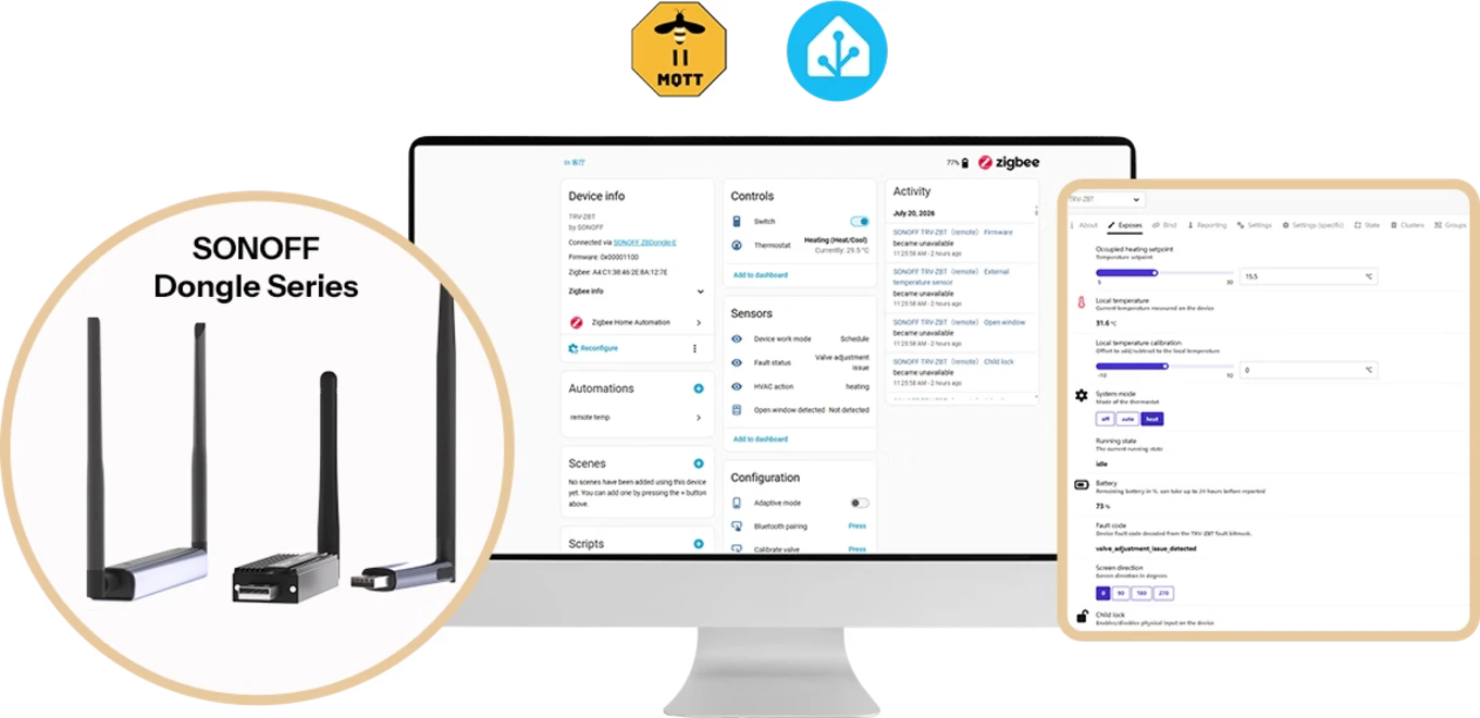 The TRV-ZBT integrates with Home Assistant and other open source platforms