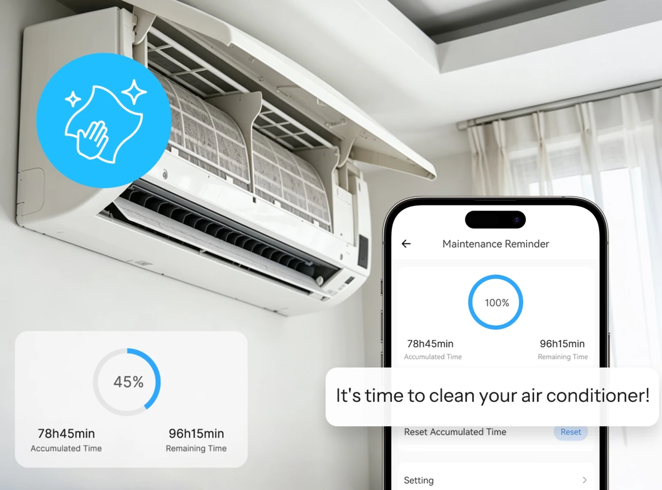 Sonoff MINI-ZB1GP maintenance reminder calculated based on actual operating hours of the appliance