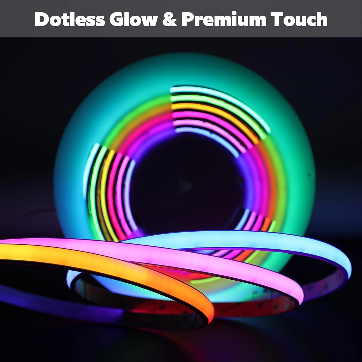 Addressable spiral COB RGB+CCT LED neon with different color segments and dot-free light