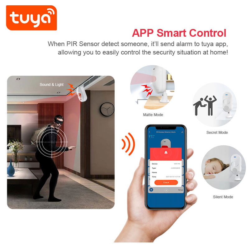 Sensor de movimiento CT20W WiFi compatible Tuya Smart Life 