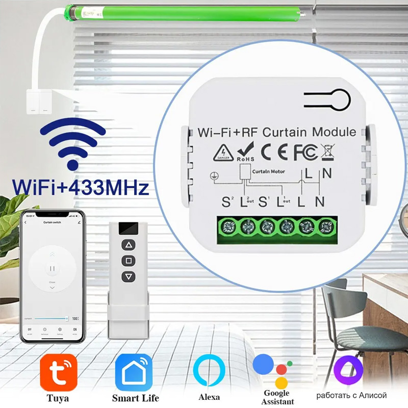 Sistema Automatizador Para Persiana Wifi Alexa Rf433 Mhz