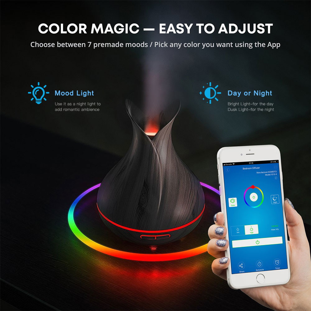 Smart Tuya Humidifier Essential Oil Aromatherapy LED Lamp Portable