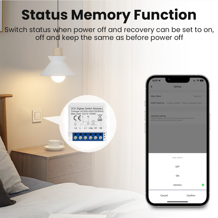 Interruptor Zigbee Branco Tuya 2 Teclas - Sem Neutro - Bivolt - Luminolândia