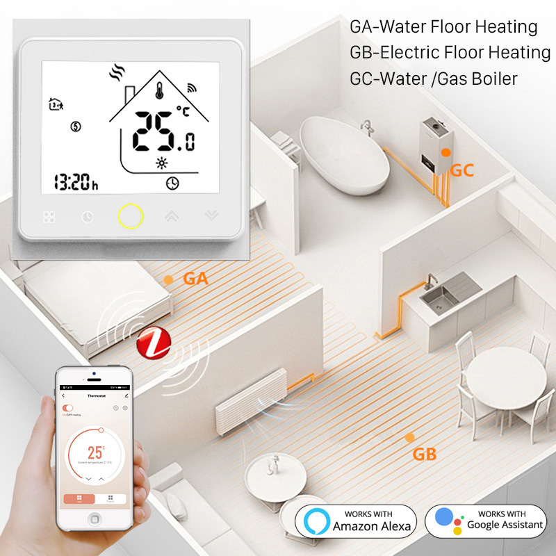 Termostato ZigBee para Caldera Beca BHT-002GCLZB Compatible con Alexa Google