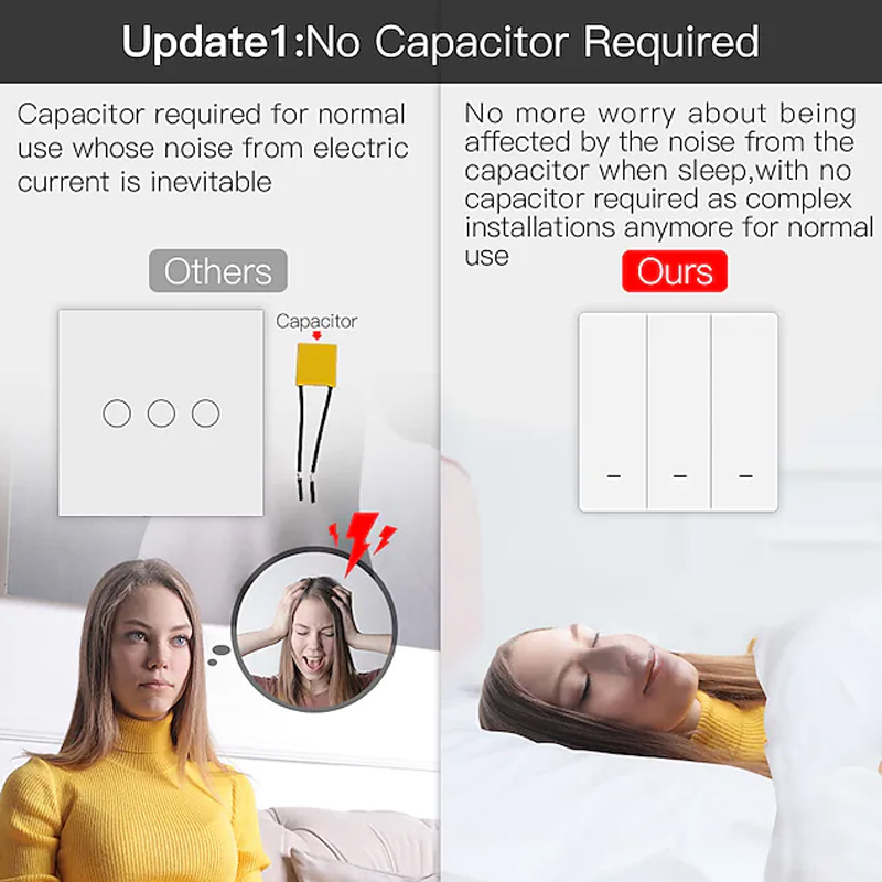  MOES Interruptor inteligente táctil de pared WiFi de