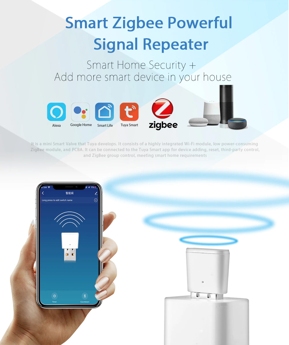 MOES ZigBee Signal Repeater Amplifier USB Extender for Tuya Smart ZigBee  Devices